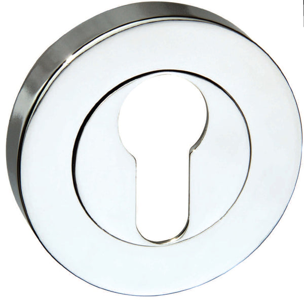 Senza Pari Euro Escutcheons on Round Rose - Polished Chrome - SPMESCECP