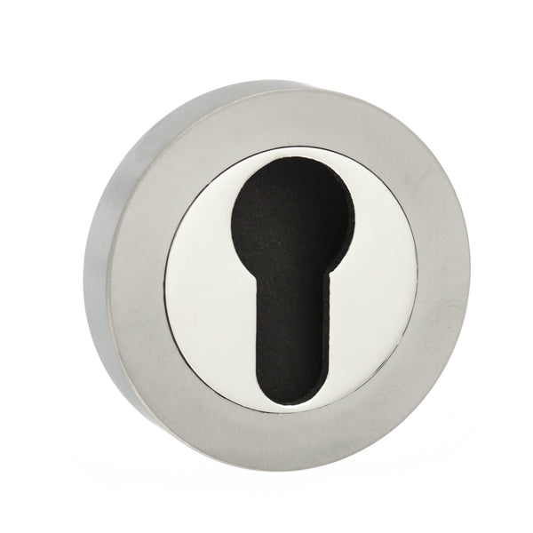 Senza Pari Euro Escutcheons on Round Rose - Satin Nickel/Nickel Plate - SPMESCESNNP