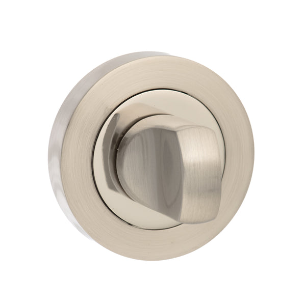 Senza Pari WC Turn and Release on Round Rose - Satin Nickel/Polished Nickel - SPMWCSNNP