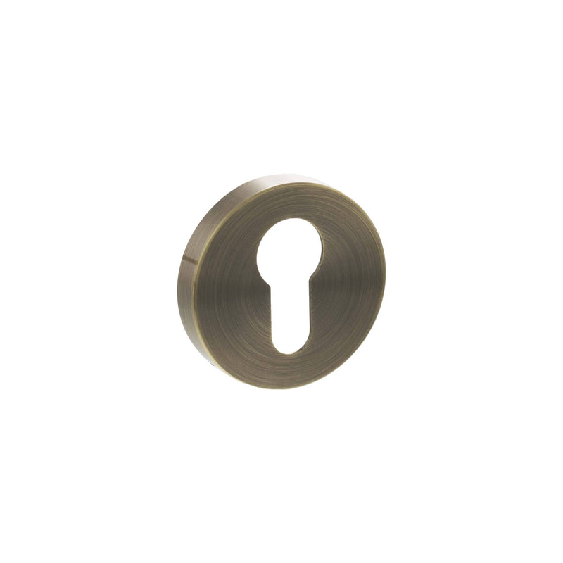 Senza Pari Euro Escutcheons on Minimal Round Rose - Antique Brass - SPRESCEAB