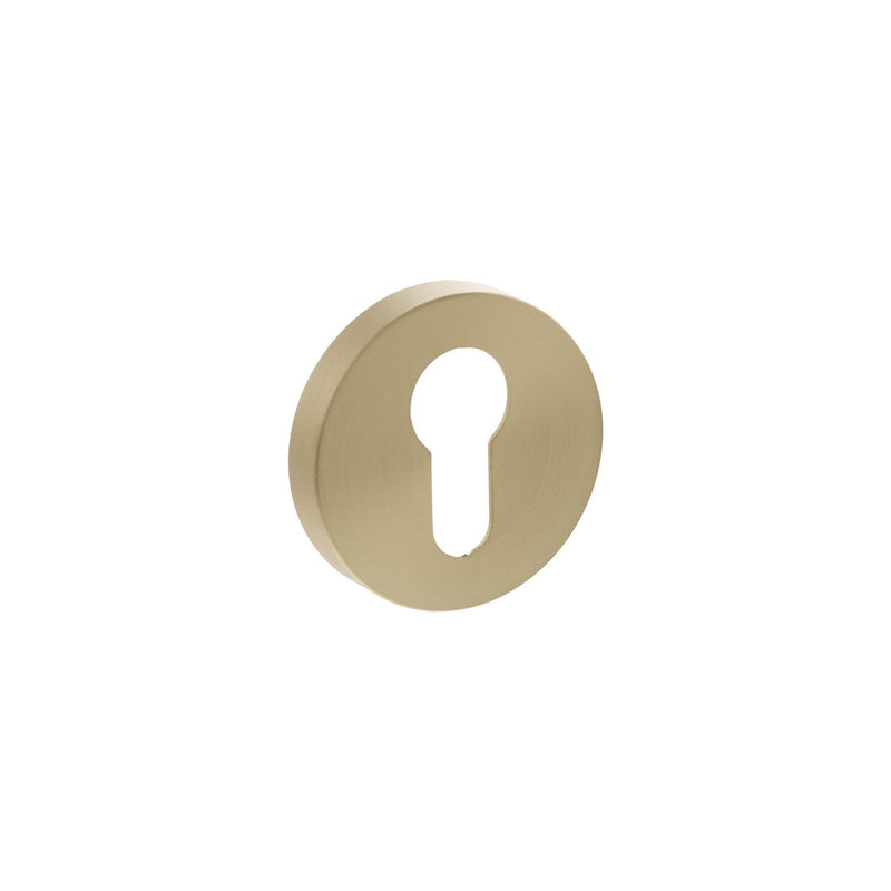 Senza Pari Euro Escutcheons on Minimal Round Rose - Satin Brass - SPRESCESB