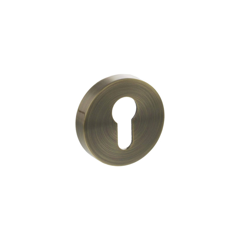 Senza Pari Euro Escutcheons on Round Rose - Antique Brass - SPROESCEAB