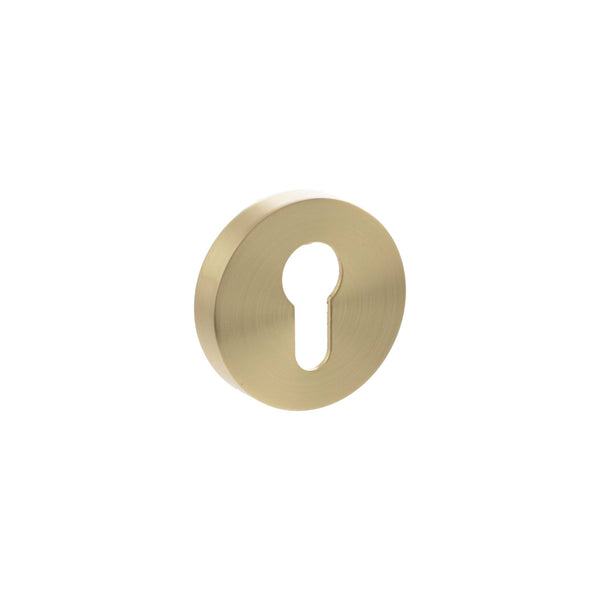 Senza Pari Euro Escutcheons on Round Rose - Satin Brass - SPROESCESB