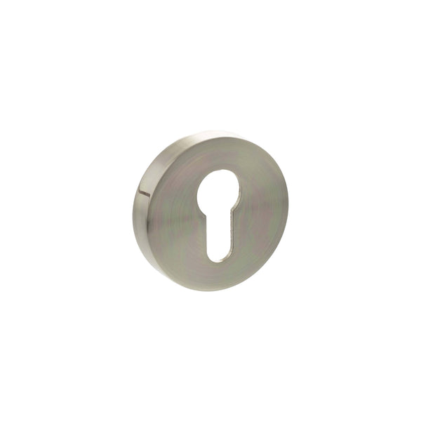 Senza Pari Euro Escutcheons on Round Rose - Satin Nickel - SPROESCESN