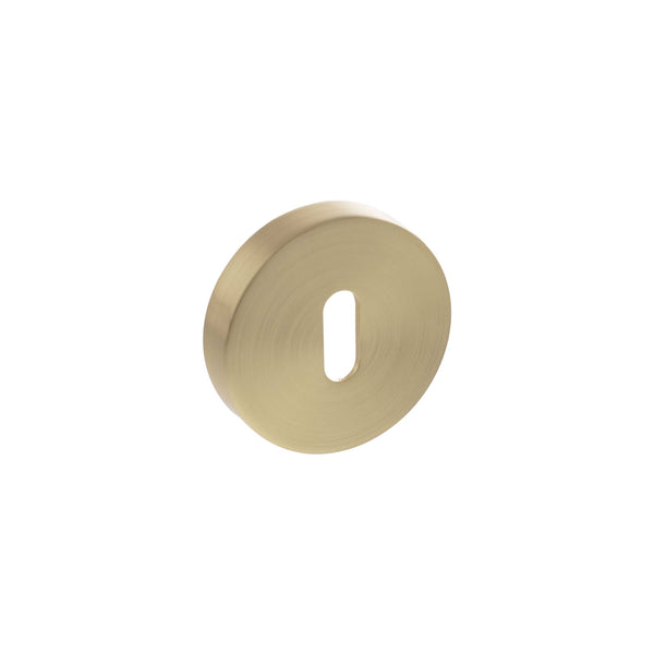 Senza Pari Key Escutcheons on Round Rose - Satin Brass - SPROESCKSB