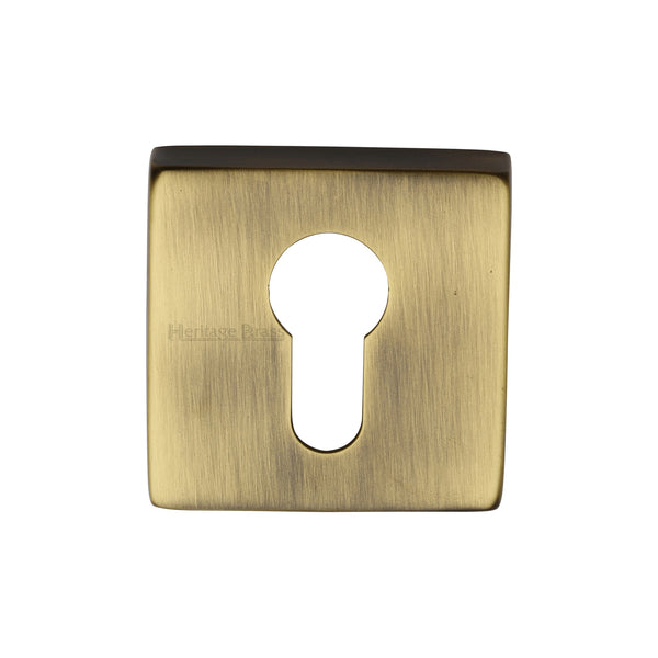 Heritage Brass Euro Profile Cylinder Escutcheon Antique finish - SQ5004-AT - Choice Handles