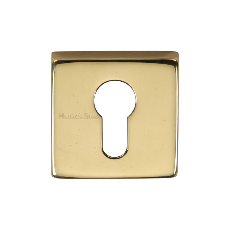 Heritage Brass Euro Profile Cylinder Escutcheon Polished Brass finish - SQ5004-PB - Choice Handles