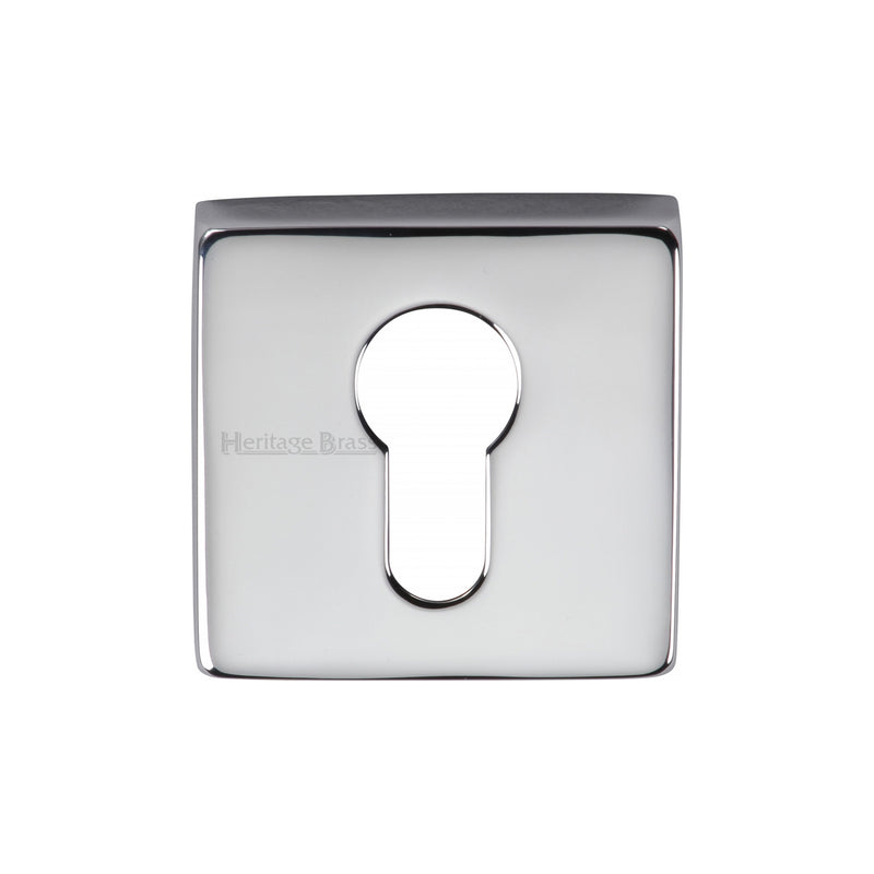 Heritage Brass Euro Profile Cylinder Escutcheon Polished Chrome finish - SQ5004-PC - Choice Handles