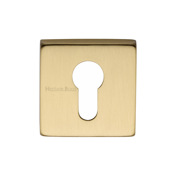 Heritage Brass Euro Profile Cylinder Escutcheon Satin Brass finish - SQ5004-SB - Choice Handles