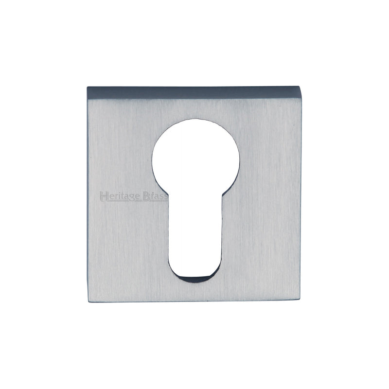 Heritage Brass Euro Profile Cylinder Escutcheon Satin Chrome finish - SQ5004-SC - Choice Handles