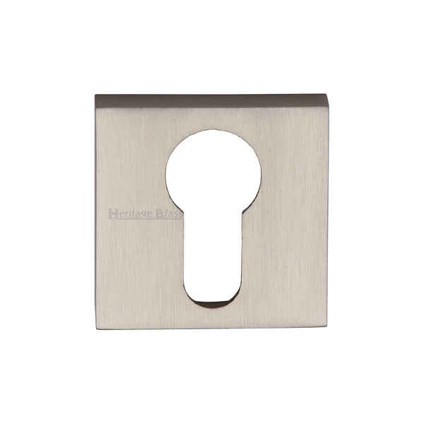 Heritage Brass Euro Profile Cylinder Escutcheon Satin Nickel finish - SQ5004-SN - Choice Handles