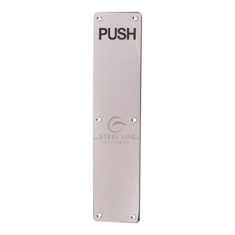 Steel Line Fingerplate Engraved 'Push' Polished Stainless Steel finish - SS-PLATE004-P