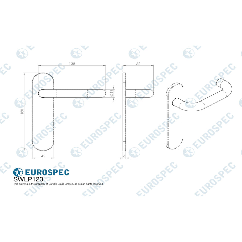 Eurospec - Safety Lever on  Inner Plate - Satin Stainless Steel - SWLP123SSS - Choice Handles