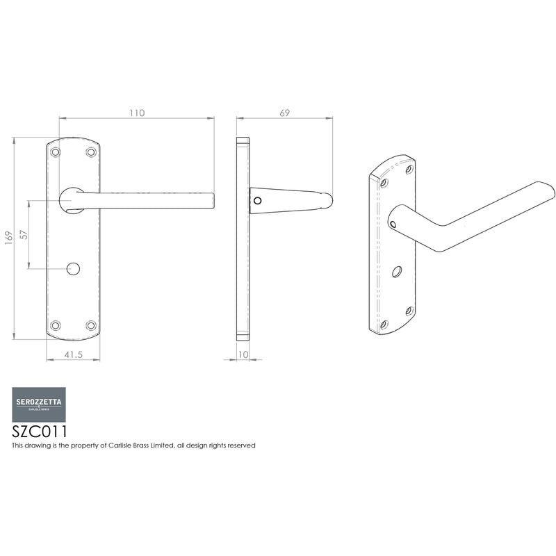 Serozzetta - Serozzetta Uno Lever on Lock Backplate - Satin Chrome - SZC011SC - Choice Handles