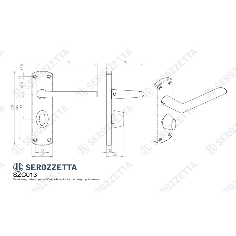 Serozzetta - Serozzetta Uno Lever on WC Backplate - Polished Chrome - SZC013CP - Choice Handles