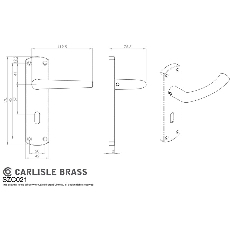 Serozzetta - Serozzetta Dos Lever on Lock Backplate - Polished Chrome - SZC021CP - Choice Handles