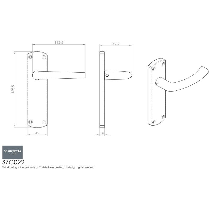 Serozzetta - Serozzetta Dos Lever on Latch Backplate - Polished Chrome - SZC022CP - Choice Handles