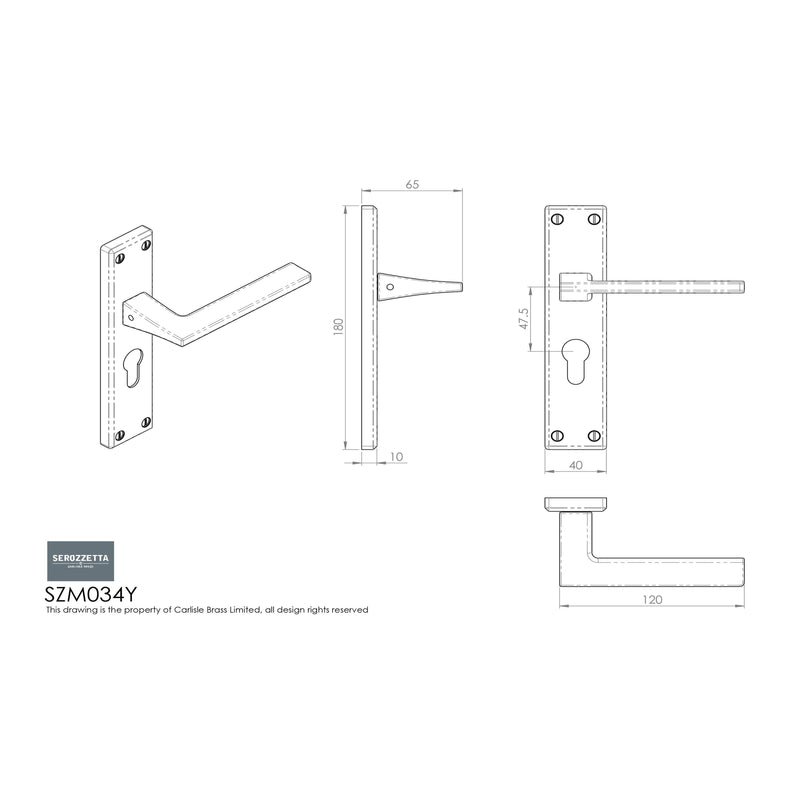 Serozzetta - Serozzetta Zone Lever on Euro Lock Backplate - Polished Chrome - SZM034YCP - Choice Handles