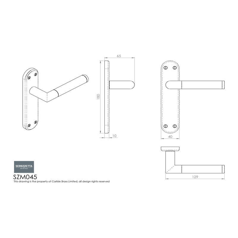 Serozzetta - Serozzetta Scope Lever on Latch Backplate - Polished Chrome - SZM045CP - Choice Handles