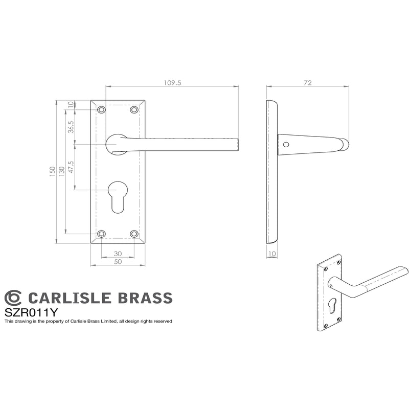 Serozzetta - Serozzetta Dieci Lever on Euro Lock Backplate - Satin Nickel - SZR011YSN - Choice Handles