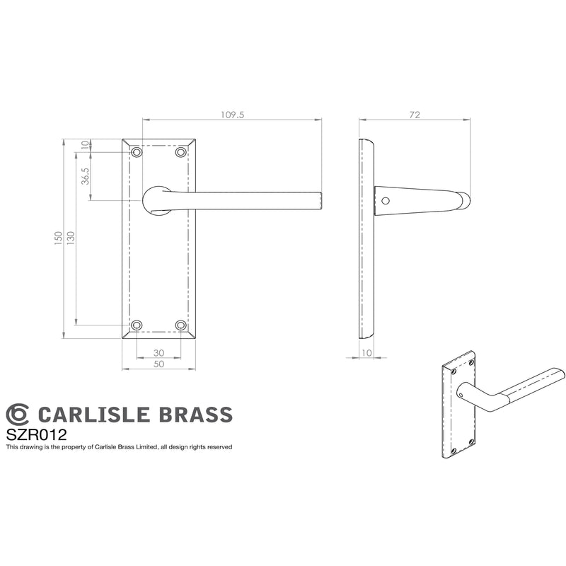 Serozzetta - Serozzetta Dieci Lever on Latch Backplate - Satin Nickel - SZR012SN - Choice Handles