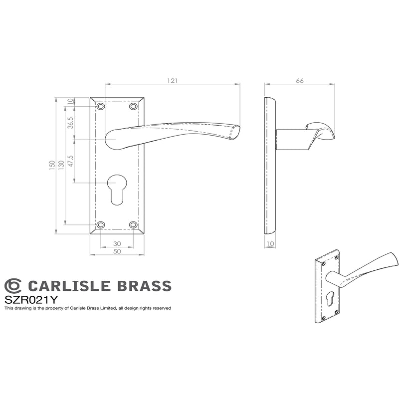 Serozzetta - Serozzetta Venti Lever on Euro Lock Backplate - Satin Nickel - SZR021YSN - Choice Handles