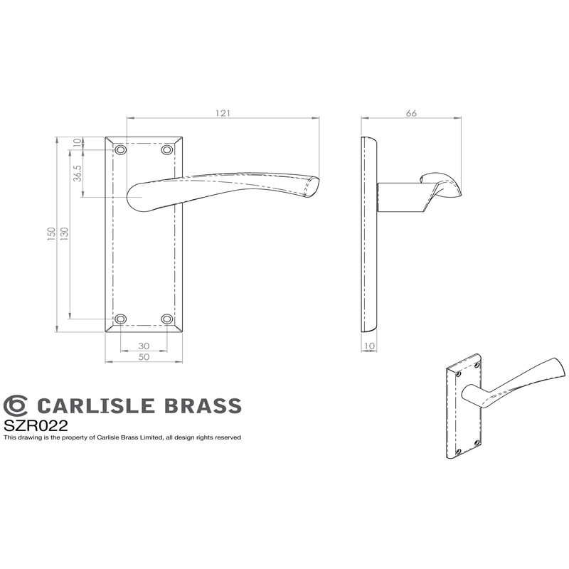 Serozzetta - SEROZZETTA venti lever on face-fix backplate - latch - Polished Nickel - SZR022PN