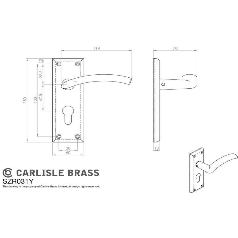 Serozzetta - Serozzetta Trenta Lever on Euro Lock Backplate - Satin Nickel - SZR031YSN - Choice Handles