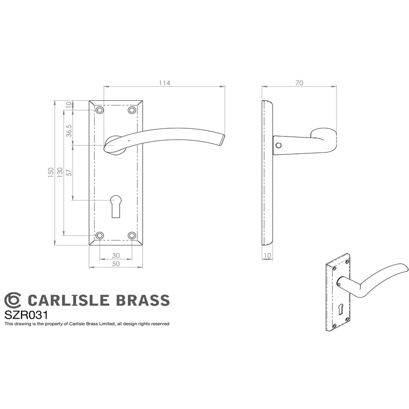 Serozzetta - Serozzetta Trenta Lever on Lock Backplate - Satin Nickel - SZR031SN - Choice Handles