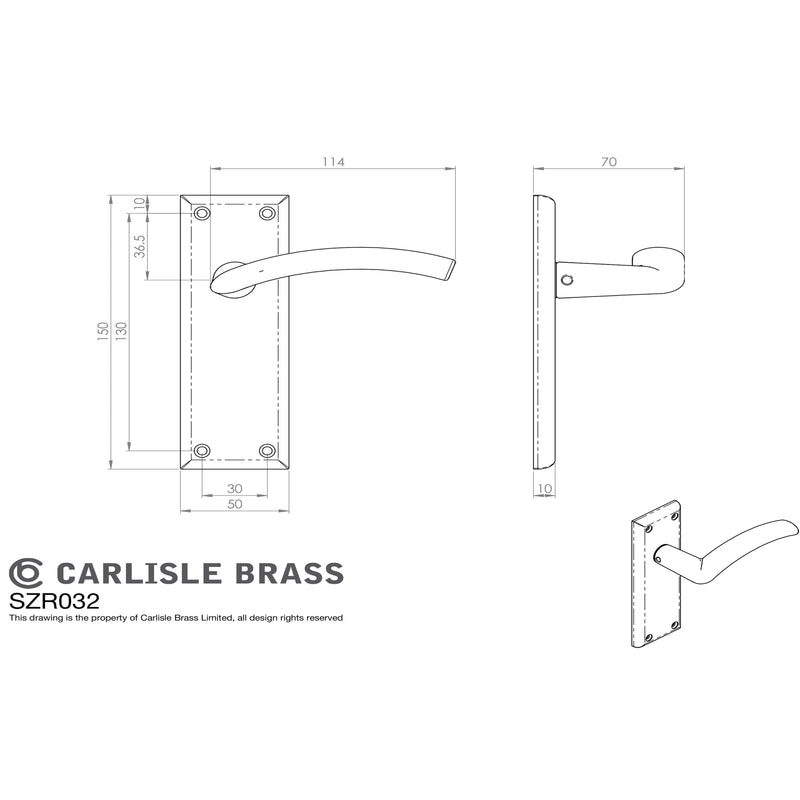 Serozzetta - Serozzetta Trenta Lever on Latch Backplate - Satin Nickel - SZR032SN - Choice Handles