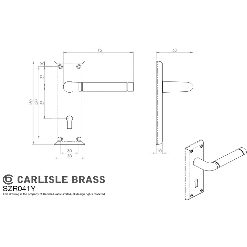 Serozzetta - Serozzetta Quaranta Lever on Euro Lock Backplate - Polished Nickel / Satin Nickel - SZR041YPNSN - Choice Handles