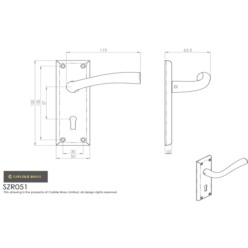 Serozzetta - Serozzetta Cinquanta Lever on Lock Backplate - Polished Nickel - SZR051PN - Choice Handles