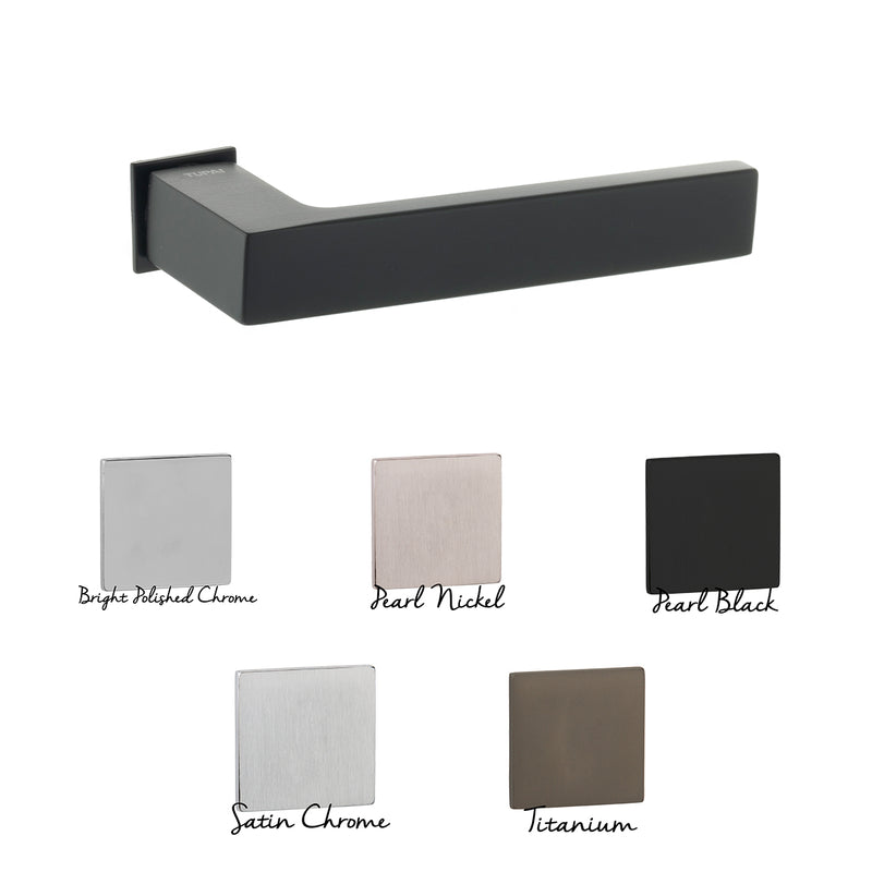 Tupai Rapido RetaLine Rillo Lever Door Handle on Concealed Square Rose - Pearl Black - T2275CSMB