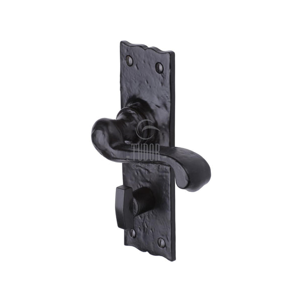 The Tudor Door Handle for Bathroom Shropshire Design Black Iron - TC120 - Choice Handles