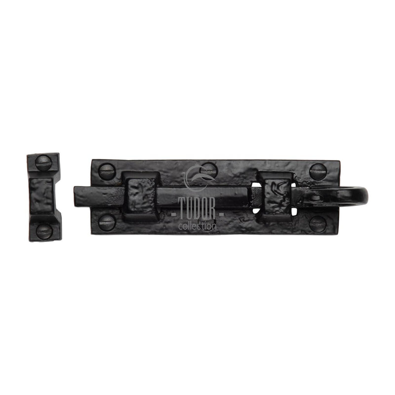 The Tudor Door Bolt Straight 4" Black Iron - TC158 102