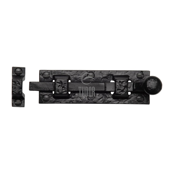 The Tudor Door Bolt Straight 4" Black Iron - TC168 102