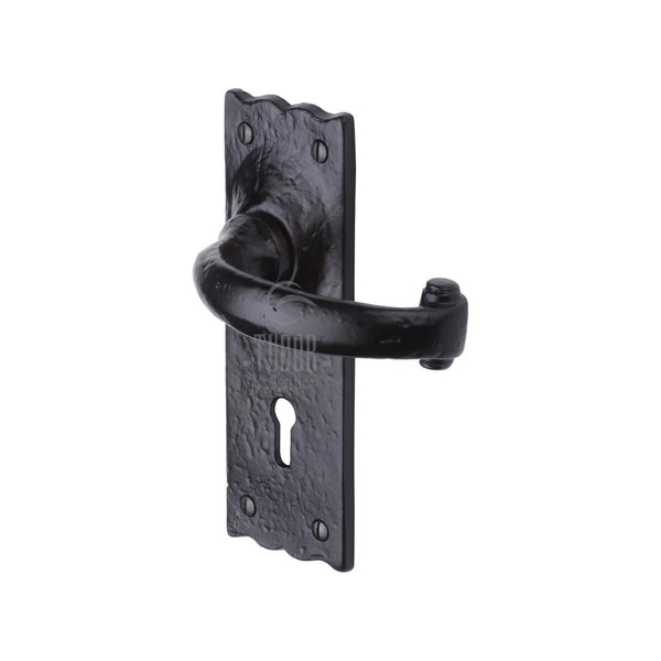 The Tudor Door Handle Lever Lock Colonial Design Black Iron - TC300 - Choice Handles