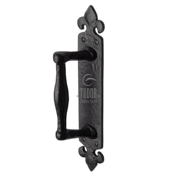 The Tudor Door Pull Handle on Plate Offset Black Iron
 - TC386 - Choice Handles