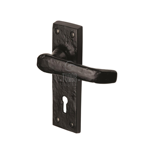 The Tudor Door Handle Lever Lock Windsor Design Black Iron - TC500 - Choice Handles