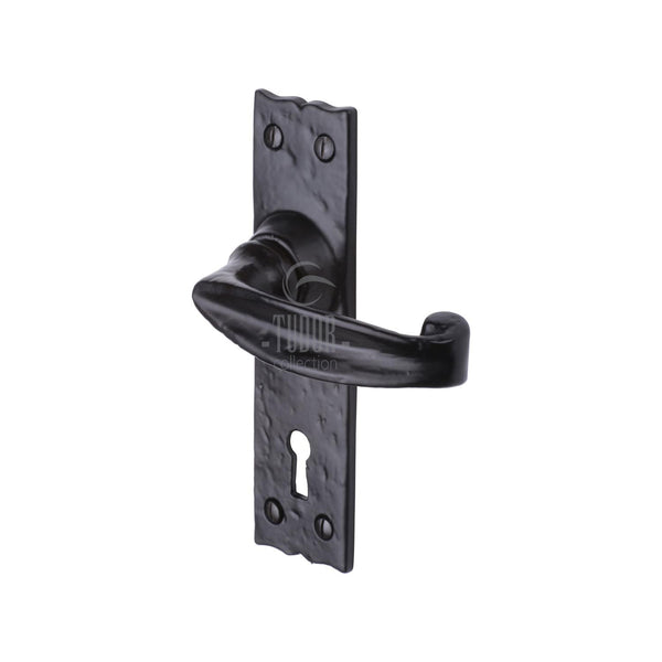 The Tudor Door Handle Lever Lock Wellington Design Black Iron - TC600 - Choice Handles