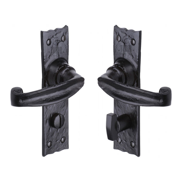 The Tudor Door Handle for Bathroom Wellington Design Black Iron - TC620 - Choice Handles