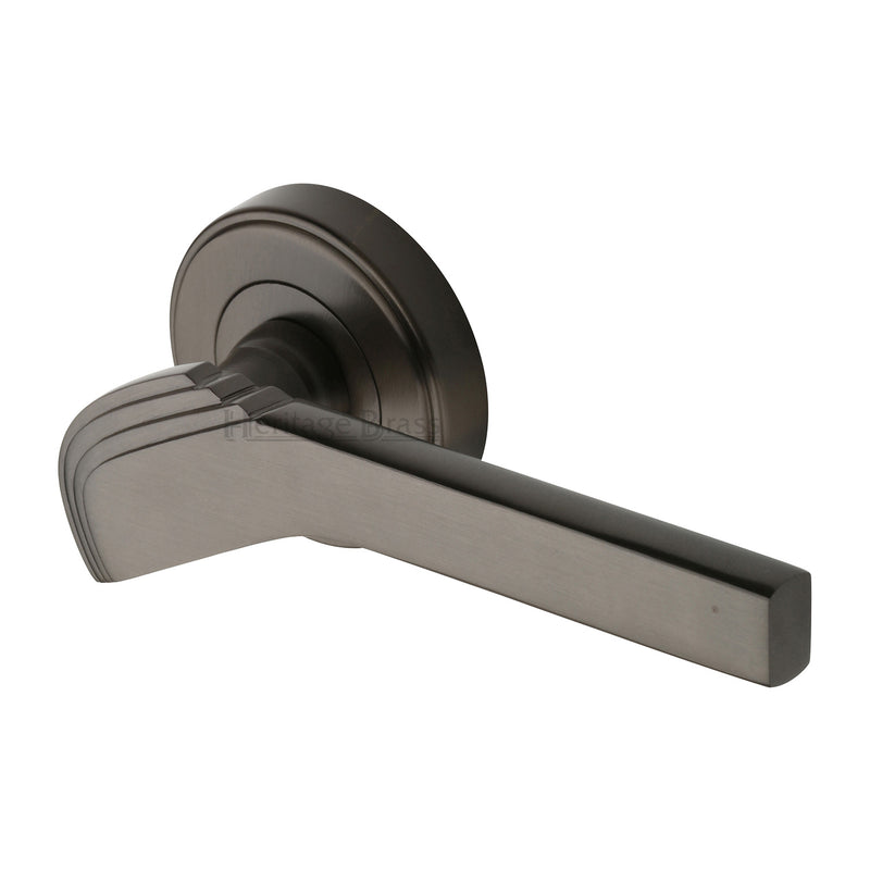 Heritage Brass Door Handle Lever on Rose Tiffany Design Matt Bronze Finish - TIF1926-MB - Choice Handles