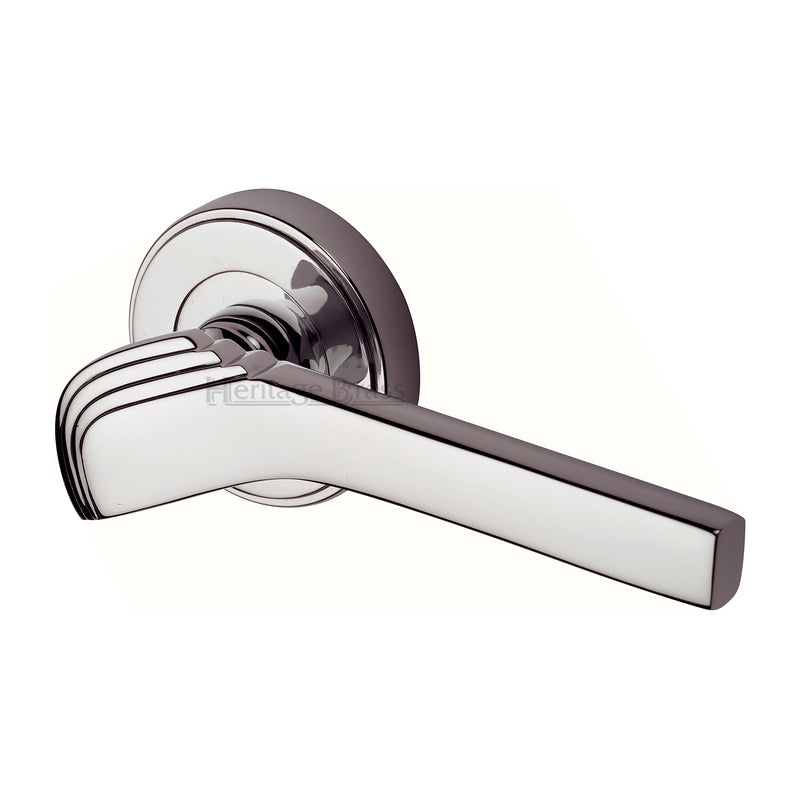 Heritage Brass Door Handle Lever on Rose Tiffany Design Polished Nickel Finish - TIF1926-PNF - Choice Handles