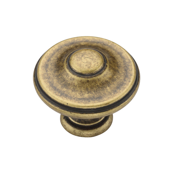 Round Domed Cabinet Knob 35mm Distressed Brass Finish
 - TK4408-035-DBS - Choice Handles