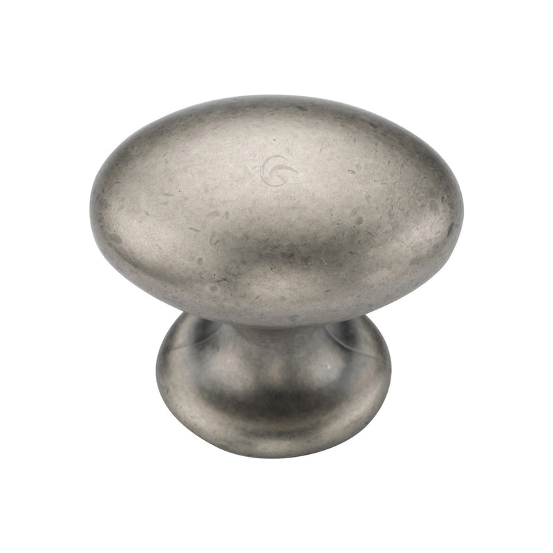 Classic Oval Knob 040mm Distressed Pewter on Zinc finish
 - TK4462-040-DPW - Choice Handles