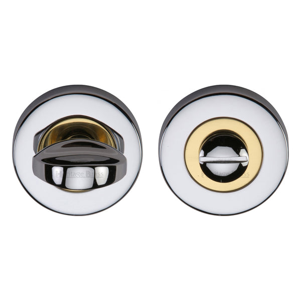 Heritage Brass Thumbturn & Emergency Release  for Bathroom & Bedroom Doors  Chrome & Brass finish - V0678-CB - Choice Handles