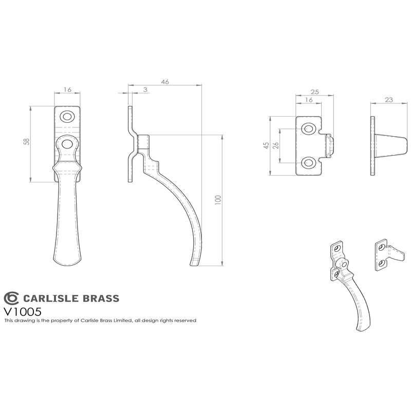 Carlisle Brass - Casement Fastener - Satin Nickel - V1005LCKSN - Choice Handles