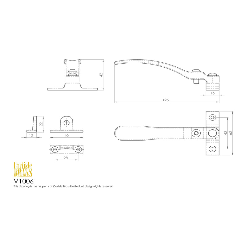 Carlisle Brass - Locking Casement Fastener - Satin Chrome - V1006LCKSC - Choice Handles