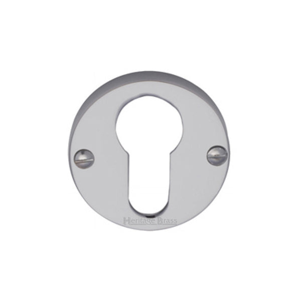 Heritage Brass Euro Profile Cylinder Escutcheon Satin Chrome finish - V1012-SC - Choice Handles