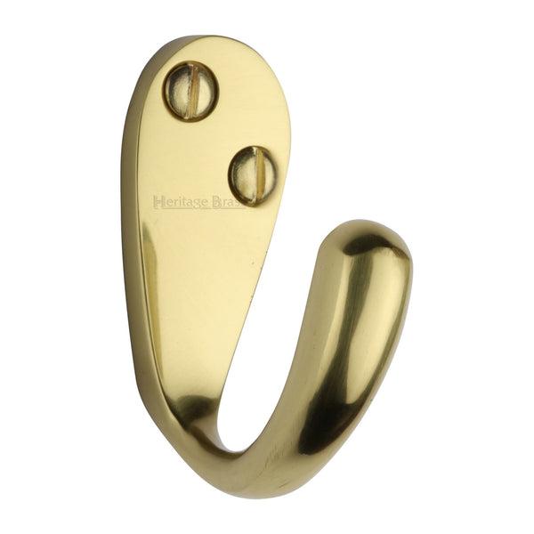 Heritage Brass Single Robe Hook Polished Brass finish - V1040-PB